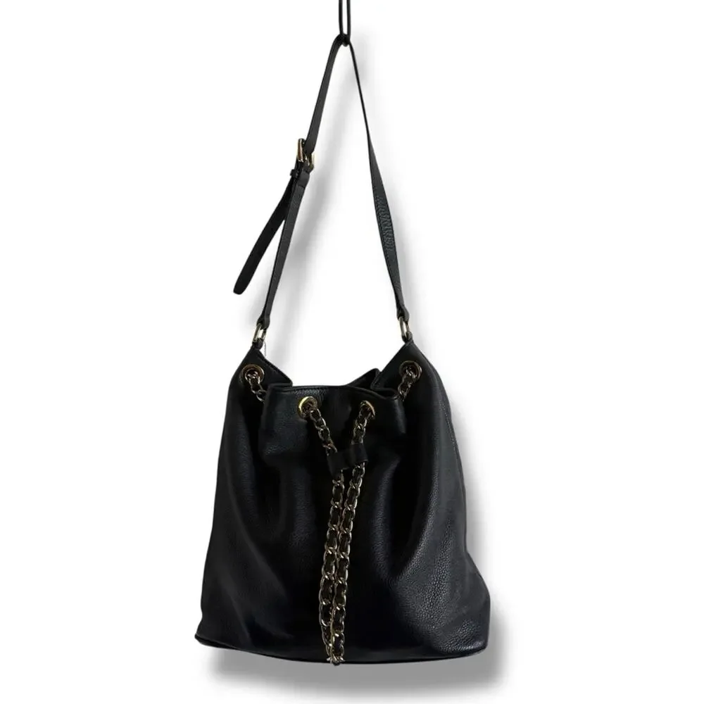 MICHAEL Michael Kors Black and Gold Shoulder Bag with‎ Chain Detail Bucket